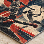 Vintage Multi-Sport metal wall art — close-up bottom corner