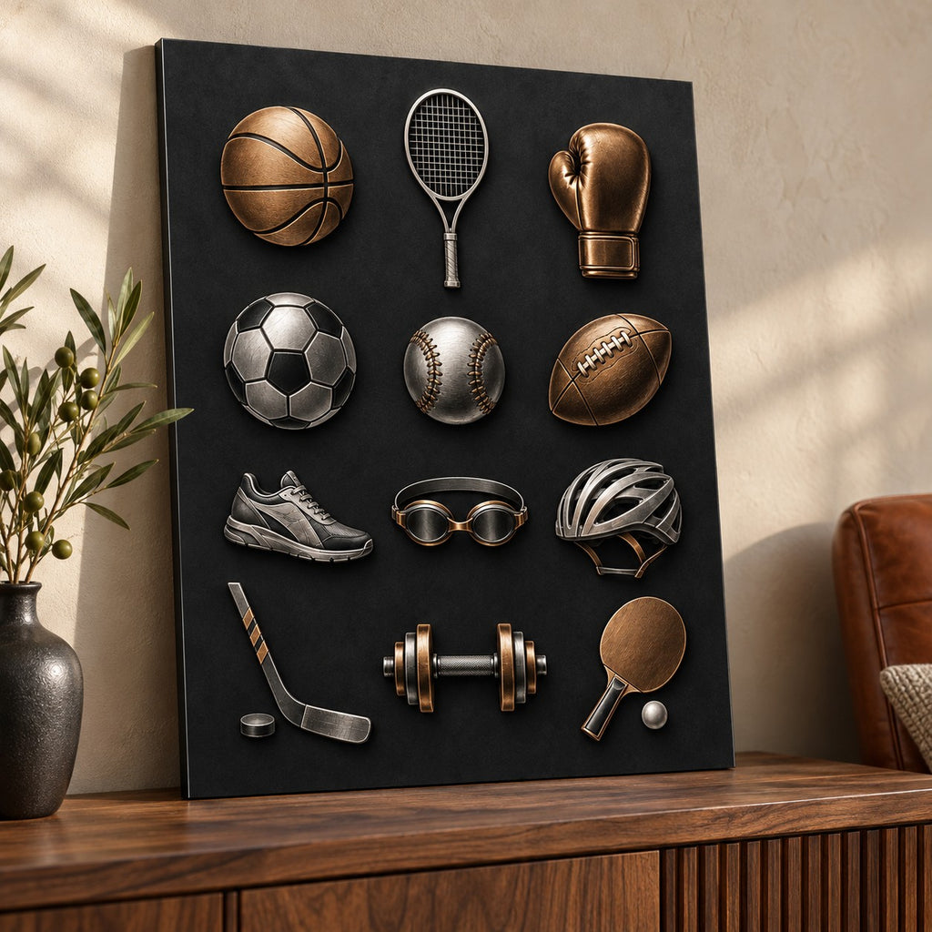 Minimal Sports Icons metal wall art — thumbnail