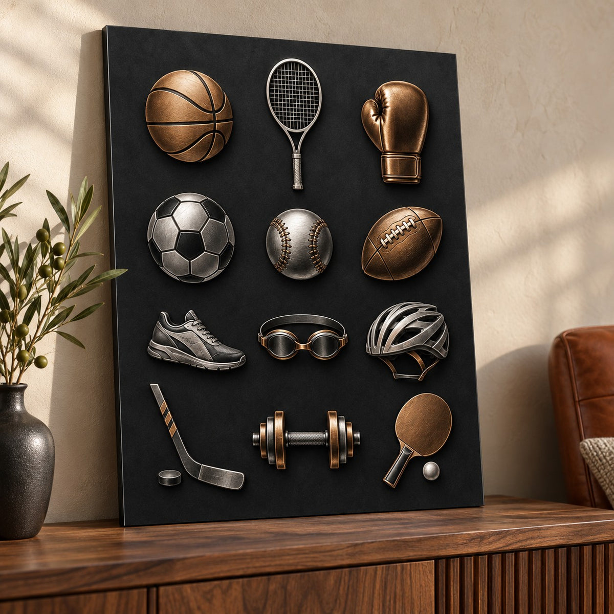 Minimal Sports Icons metal wall art — thumbnail