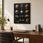 Minimal Sports Icons metal wall art — designer home office