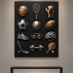 Minimal Sports Icons metal wall art — gallery display