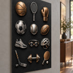 Minimal Sports Icons metal wall art — side angle