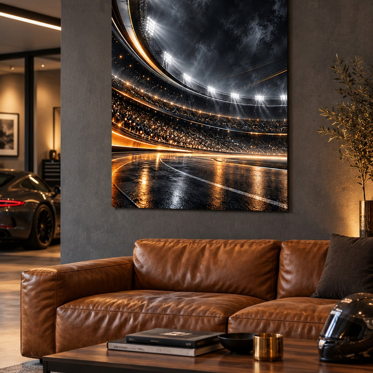 Modern Sports Office metal wall art — modern garage lounge