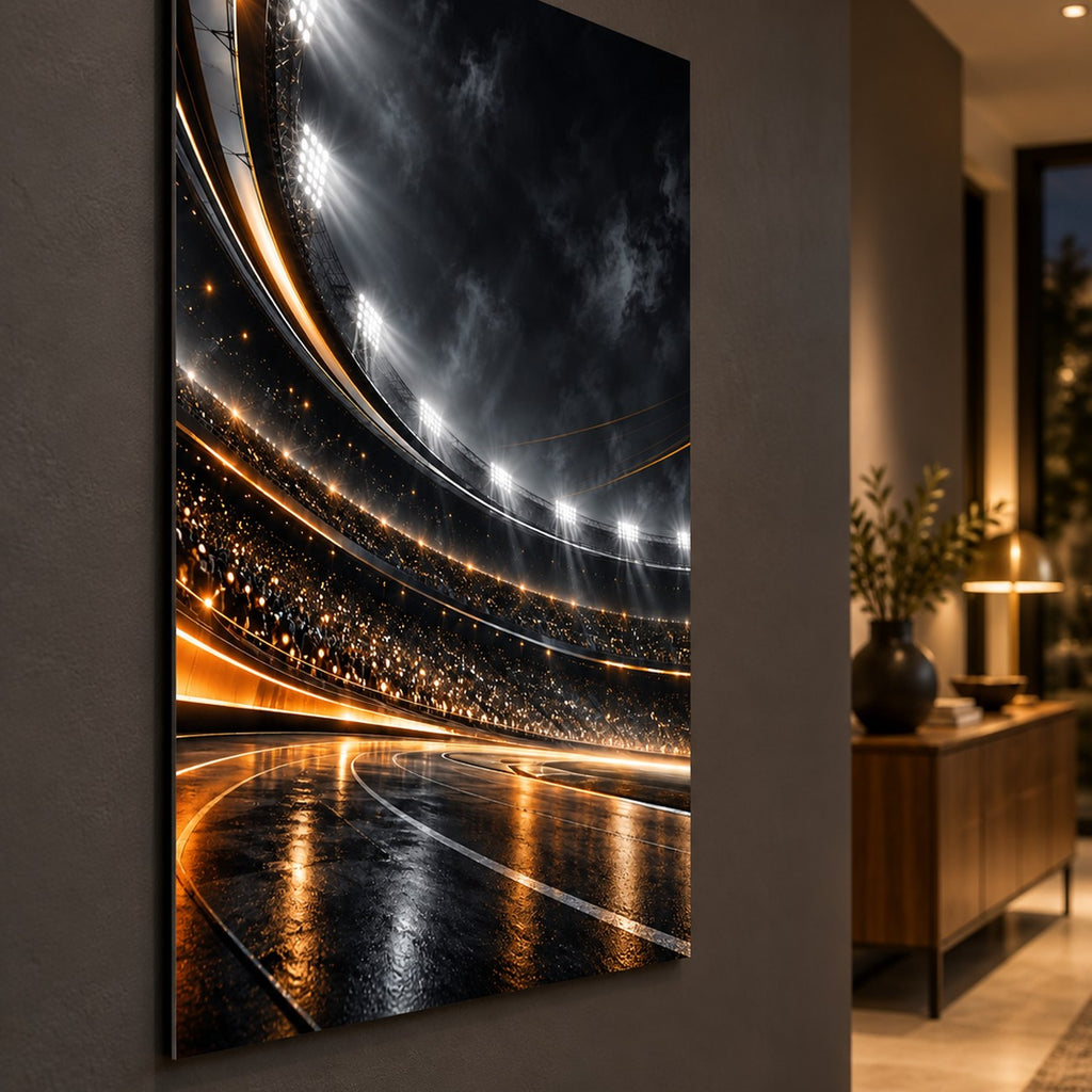 Modern Sports Office metal wall art — side angle