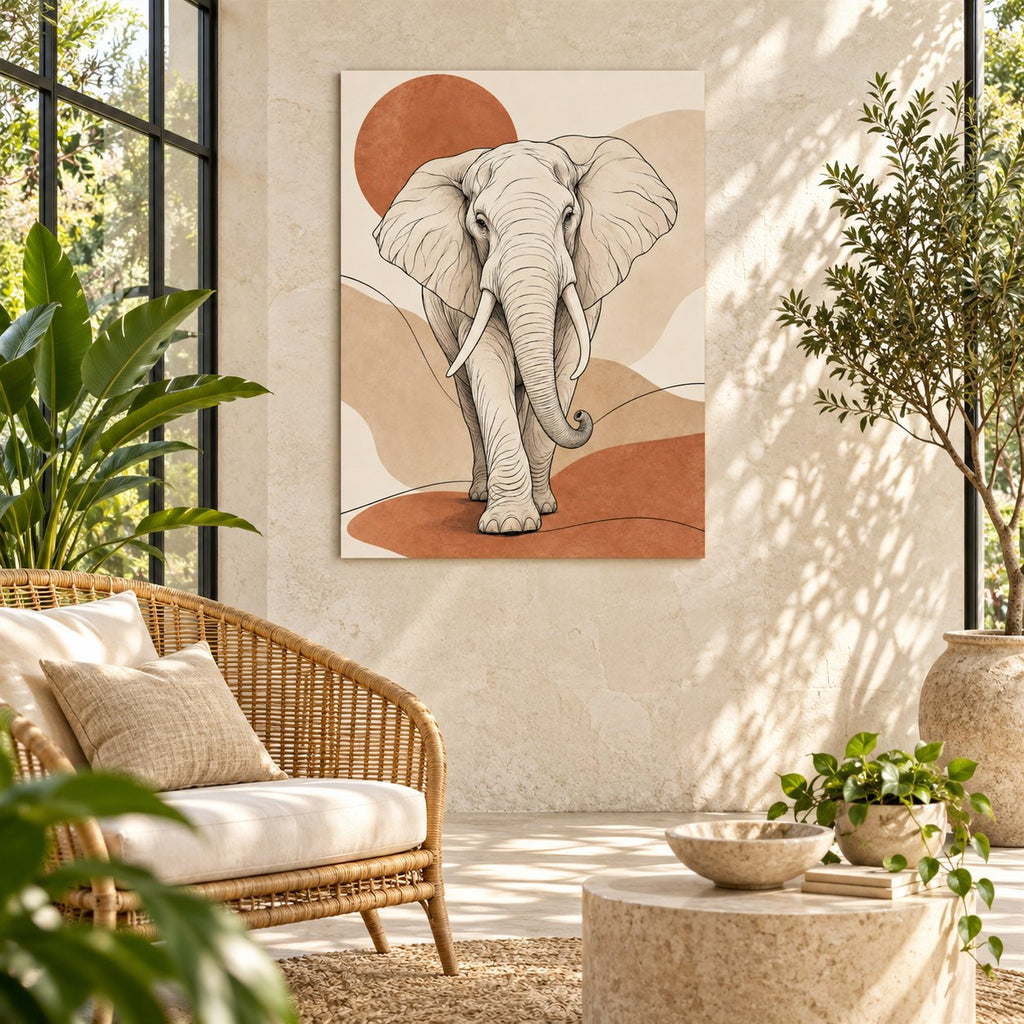 Safari Elephant Line Art Metal Wall Art — botanical sunroom