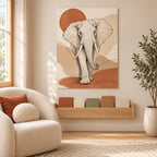 Safari Elephant Line Art Metal Wall Art — childrens reading nook