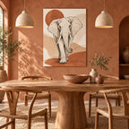 Safari Elephant Line Art Metal Wall Art — terracotta dining room