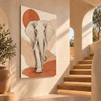 Safari Elephant Line Art Metal Wall Art — side angle adobe stair