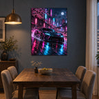 Neon JDM Night Drive Car Metal Wall Art — image 3