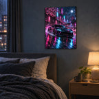 Neon JDM Night Drive Car Metal Wall Art — image 4