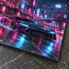 Neon JDM Night Drive Car Metal Wall Art — image 6
