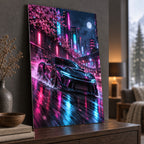 Neon JDM Night Drive Car Metal Wall Art — image 9