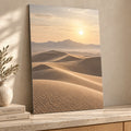 Neutral Desert Horizon Landscape Metal Wall Art displayed in a styled interior