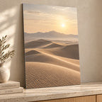 Neutral Desert Horizon Landscape Metal Wall Art displayed in a styled interior