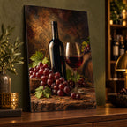 Vintage Wine Kitchen Wall Art on Metal displayed in a styled interior