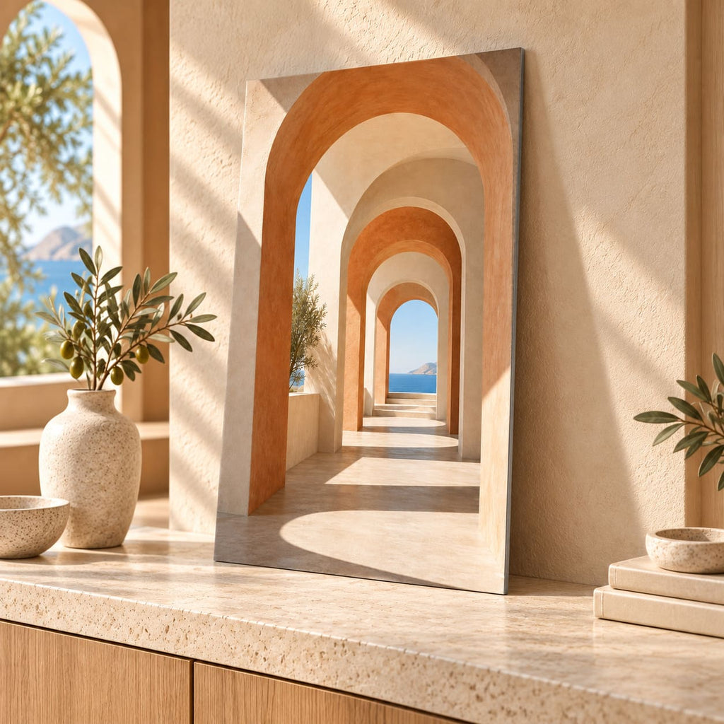 Modern Architectural Arches Metal Wall Art displayed in a styled interior