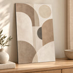 Neutral Beige Abstract Wall Art on Metal displayed in a styled interior