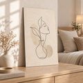 Minimalist Neutral Line Art Metal Print displayed in a styled interior