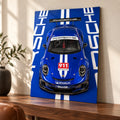 Porsche 911 GT3 RS настенный постер на металле – постер с синим автомобилем