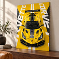 Corvette Z06 GT3.R Metall-Wandbild – gelbes Autoposter
