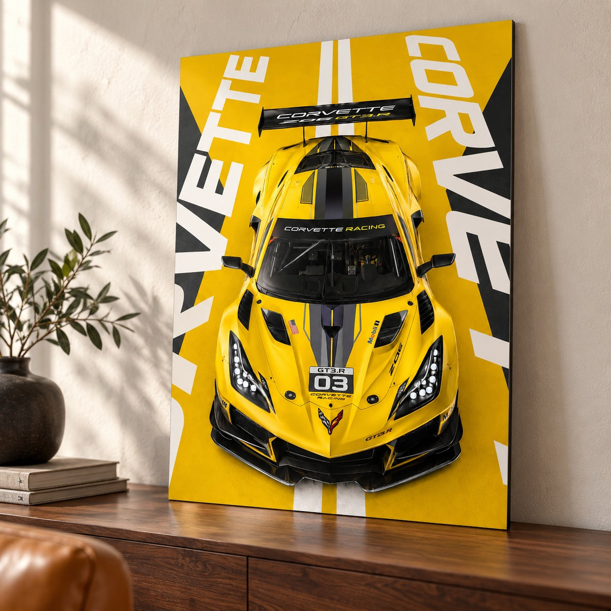 Corvette Z06 GT3.R Metal Wall Art – Yellow Car Poster