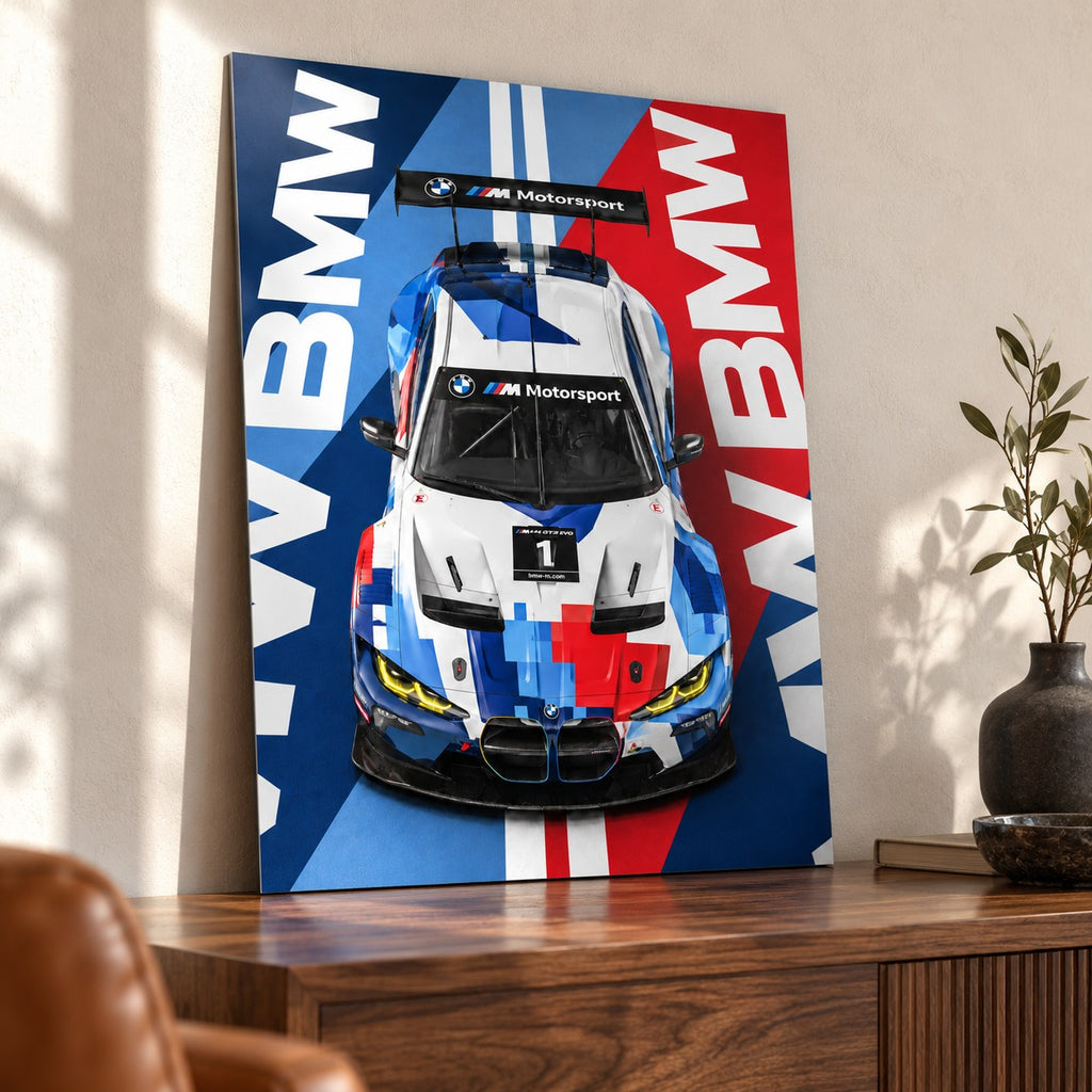 BMW M4 G82 GT3 quadro da parete in metallo – poster di auto da corsa